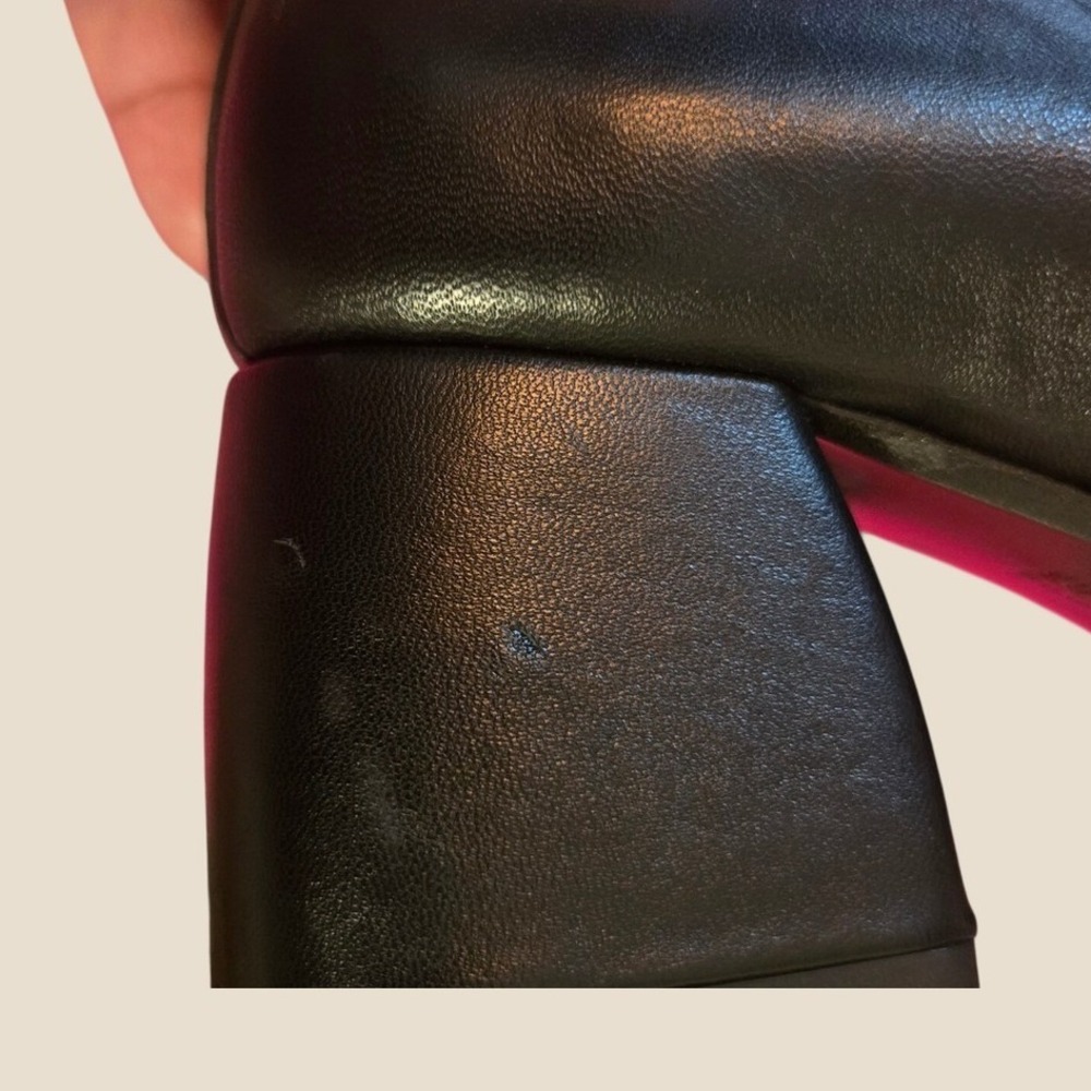 Sézane LesSouliers Black Leather Block Heel Pumps Square Toe Portugal EU 38 US 7 - Picture 5 of 9